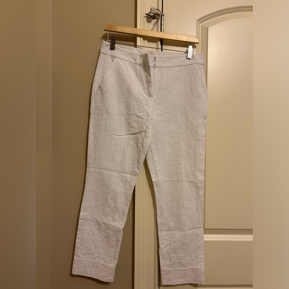 Diane Von Furstenburg cream linen blend trousers
